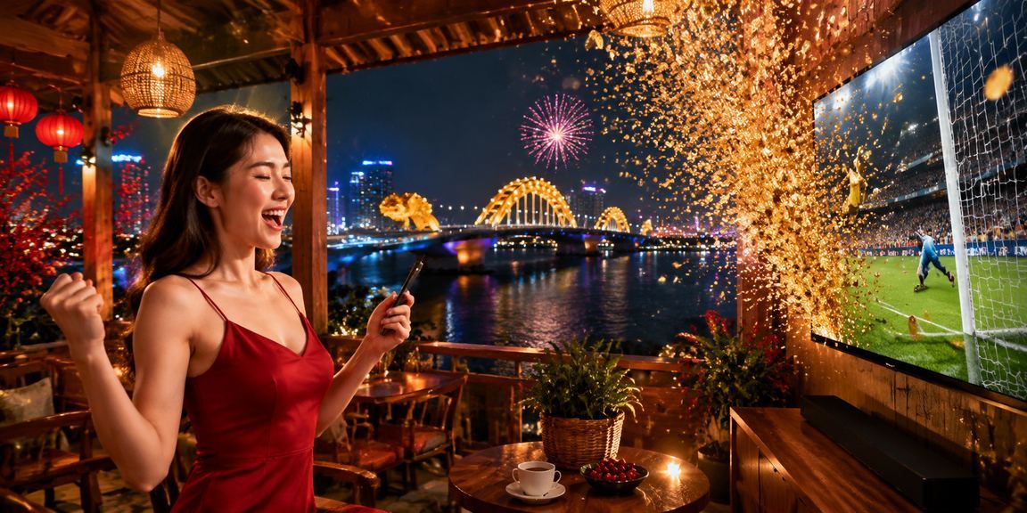 Người chơi xem giải thưởng xsmobi tại quán cà phê Đà Nẵng trên điện thoại