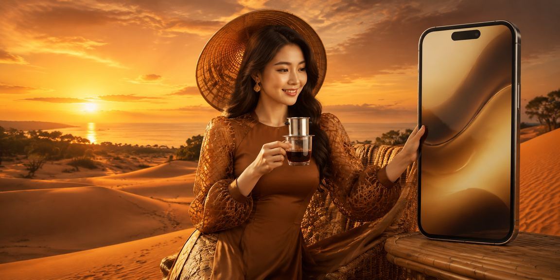 Cảnh bình minh Mũi Né với người chơi game mới trên điện thoại và nhận thưởng nạp tiền nón lá